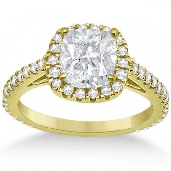 Allurez Cathedral Halo Cushion Cut Diamond Engagement Ring 18K Yellow Gold (0.60ct)
