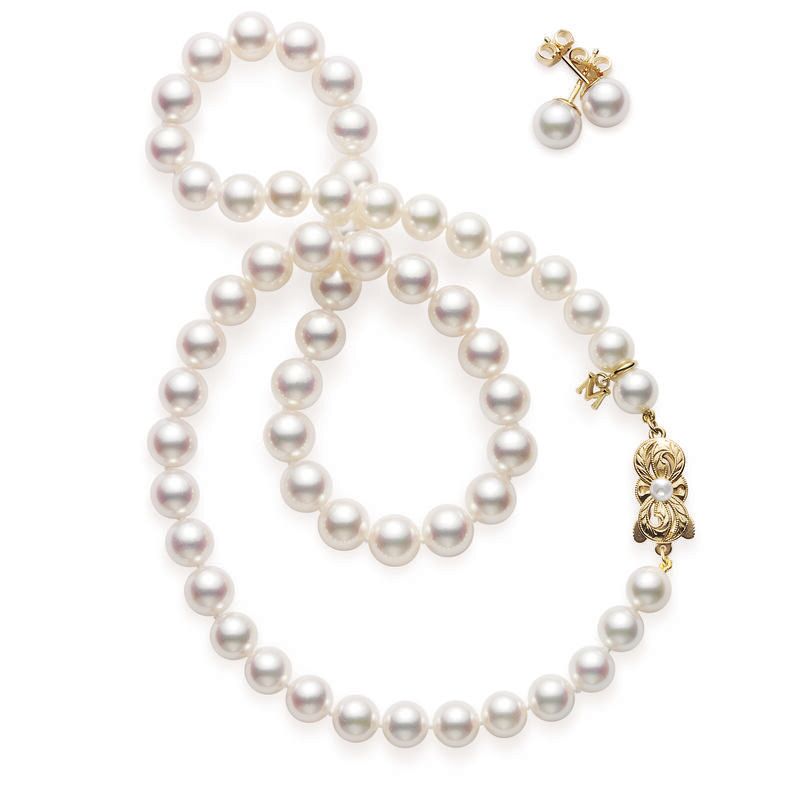Mikimoto 18 Inch Akoya Cultured Pearl Necklace in 18K Yellow Gold