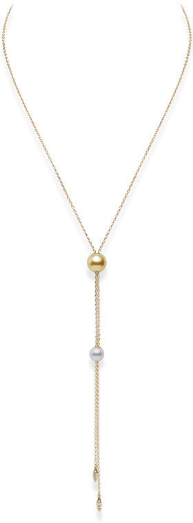 Mikimoto 28 Inch Akoya Cultured Pearl Pendant in 18K White Gold with Diamond