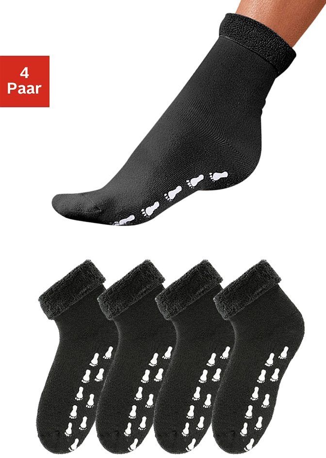 Go in ABS-Socken, (4 Paar), mit Antirutschsohle und Vollfrottee schwarz