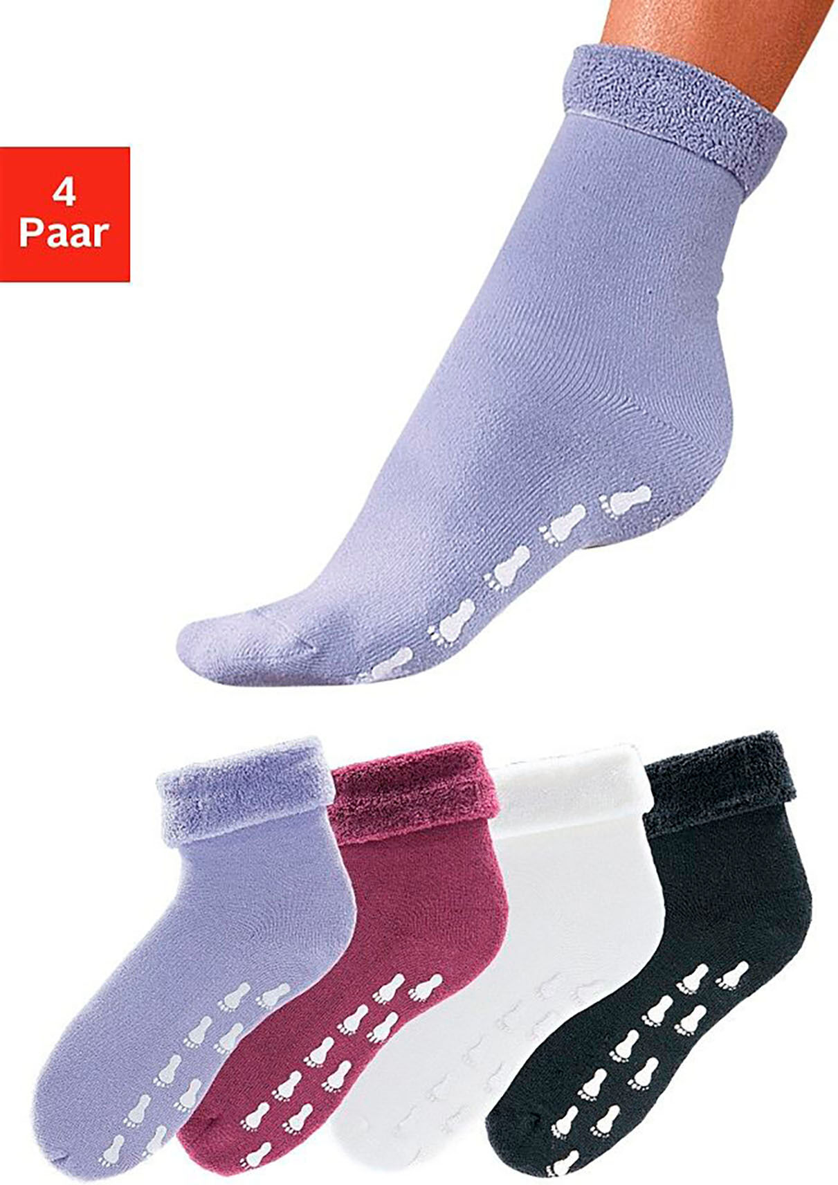 Go in ABS-Socken, (4 Paar), mit Antirutschsohle und Vollfrottee bunt