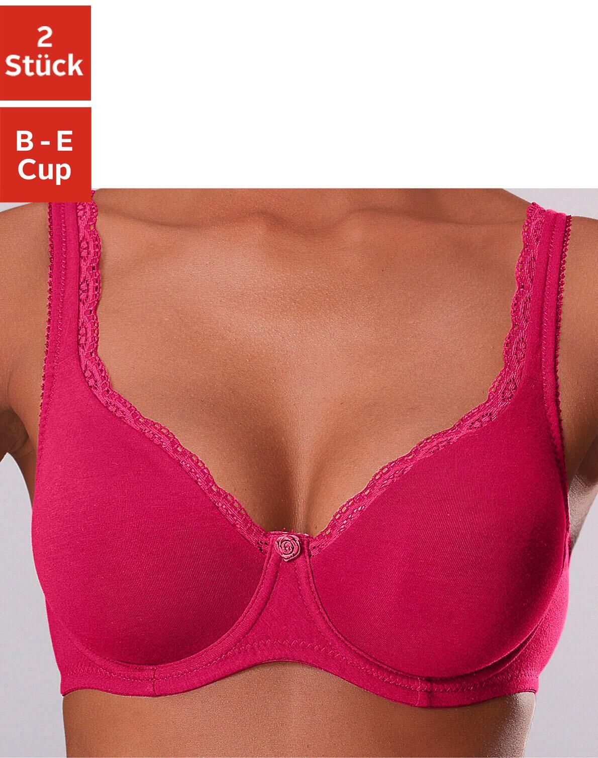 petite fleur T-Shirt-BH, (2 Stück), mit ungefütterten, nahtlosen Cups, aus... rot