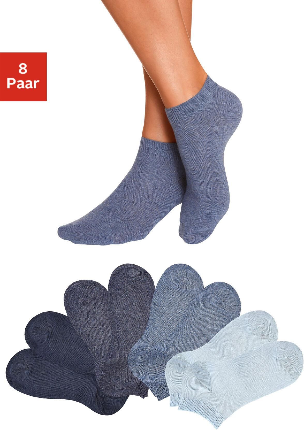 Go in Kurzsocken, (8 Paar), uni in Basic Farben blau