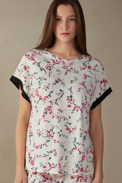 Intimissimi Kurzärmeliges Shirt Bloom&Blossom; Frau Weiß Größe L