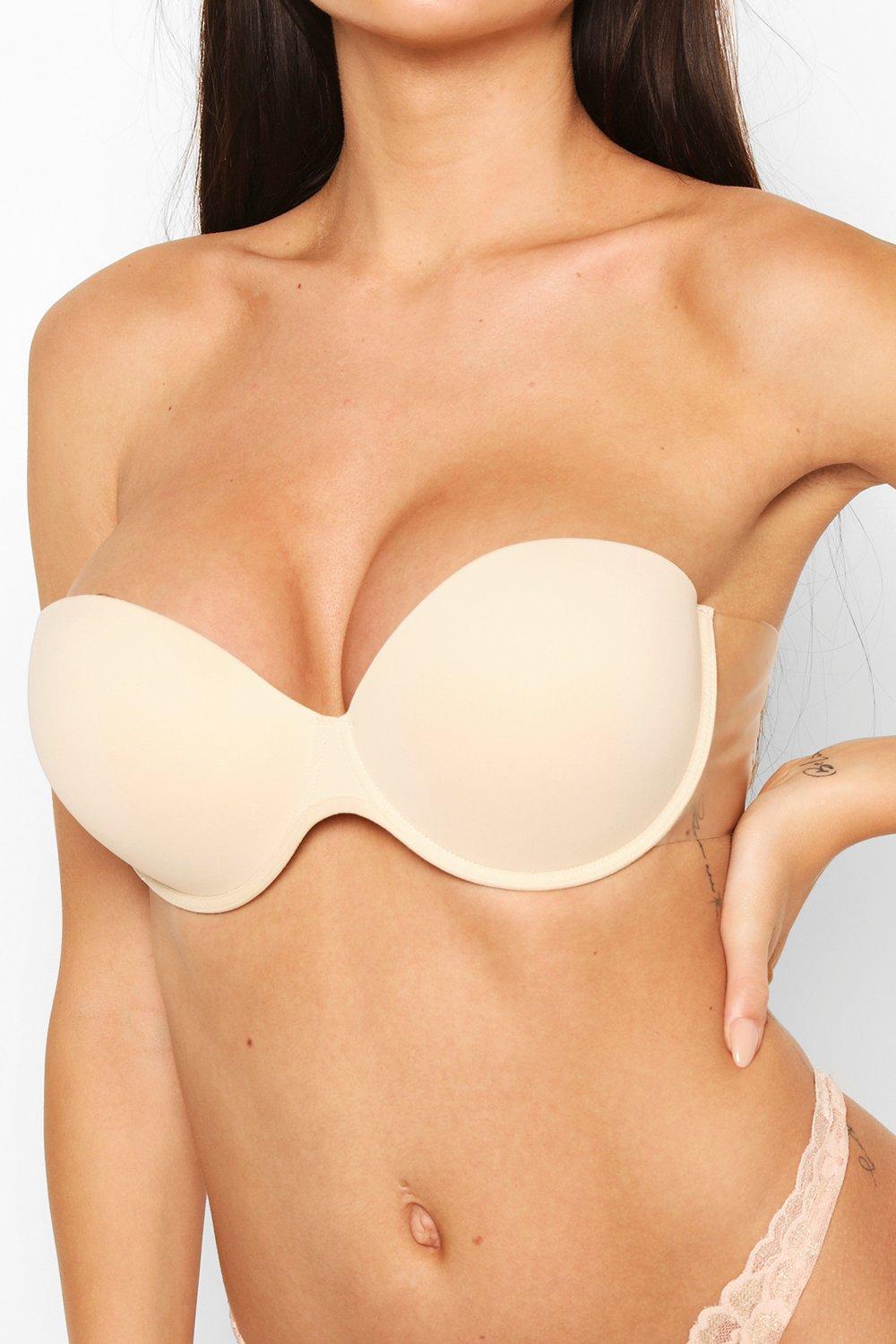 Boohoo Super Push Up Stick On Bra- Beige  - Size: A Cup