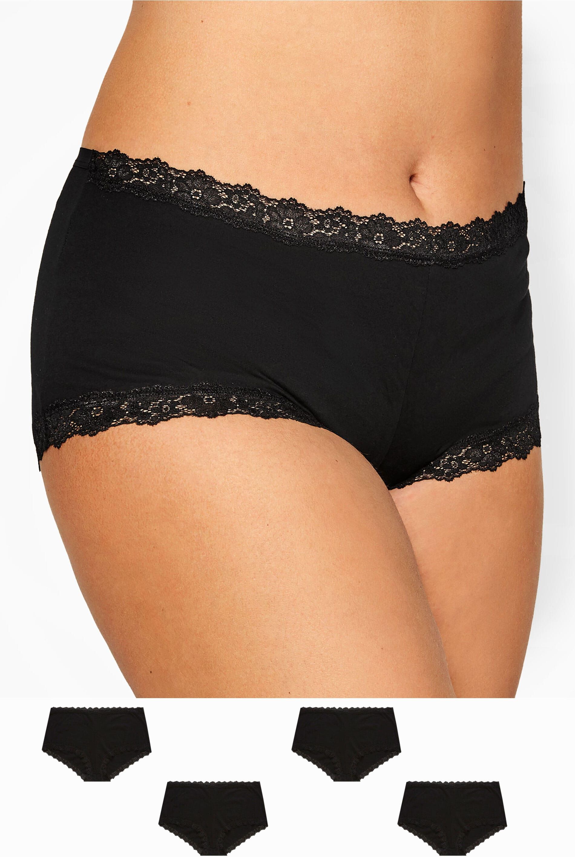 Yours Clothing 4 pack black lace trim shorts