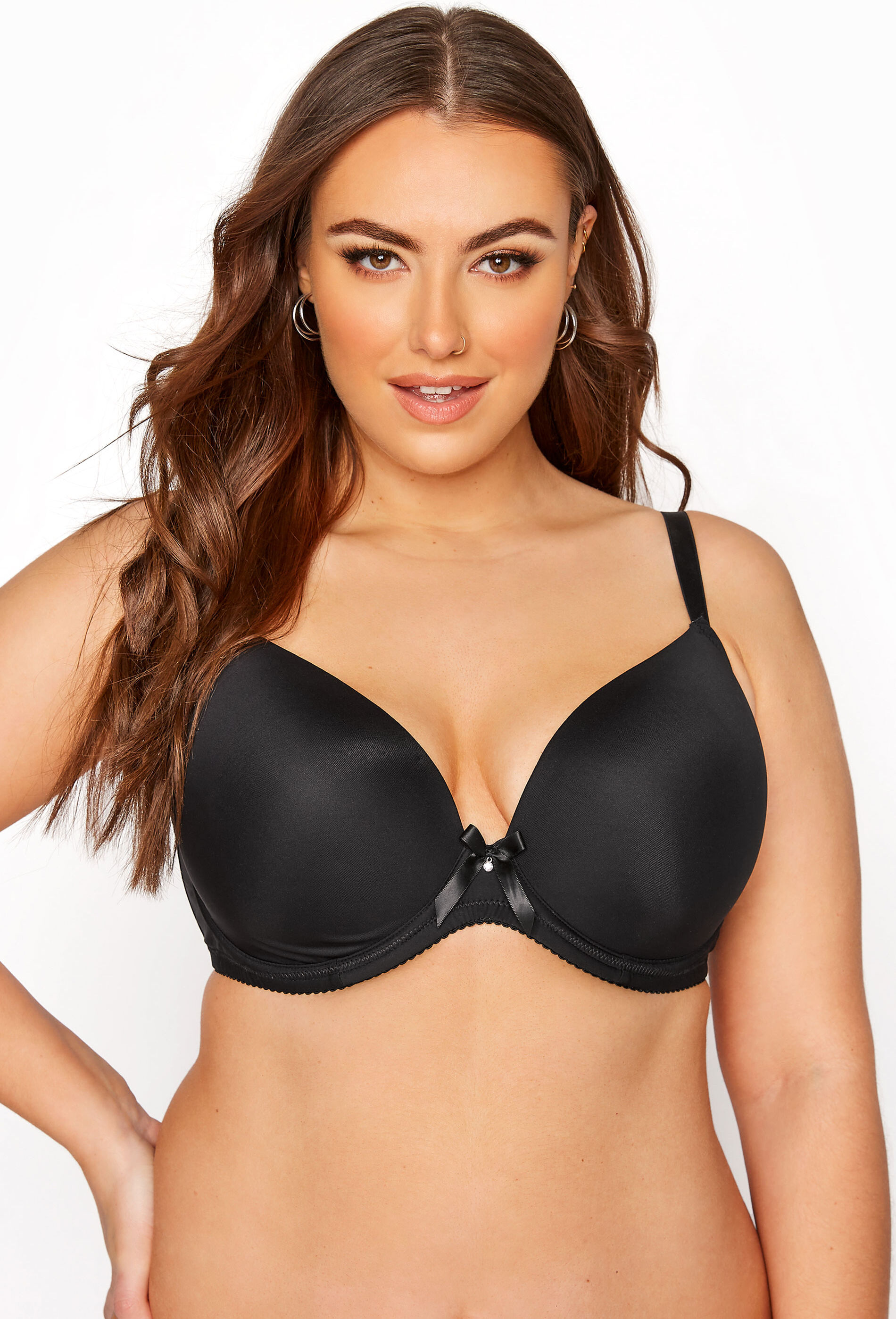 Yours Clothing Black underwired plunge tshirt bra