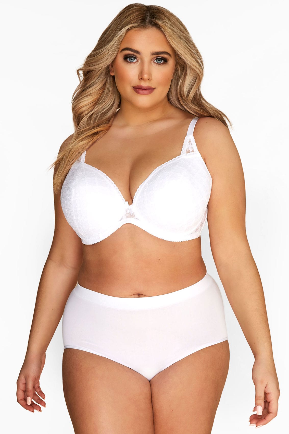 Yours Clothing White lace plunge bra