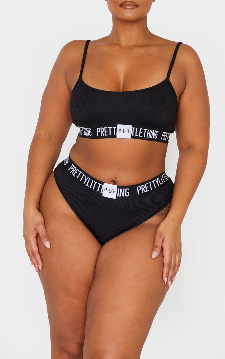 PRETTYLITTLETHING Plus Black Tape Panties  - Black - Size: 24