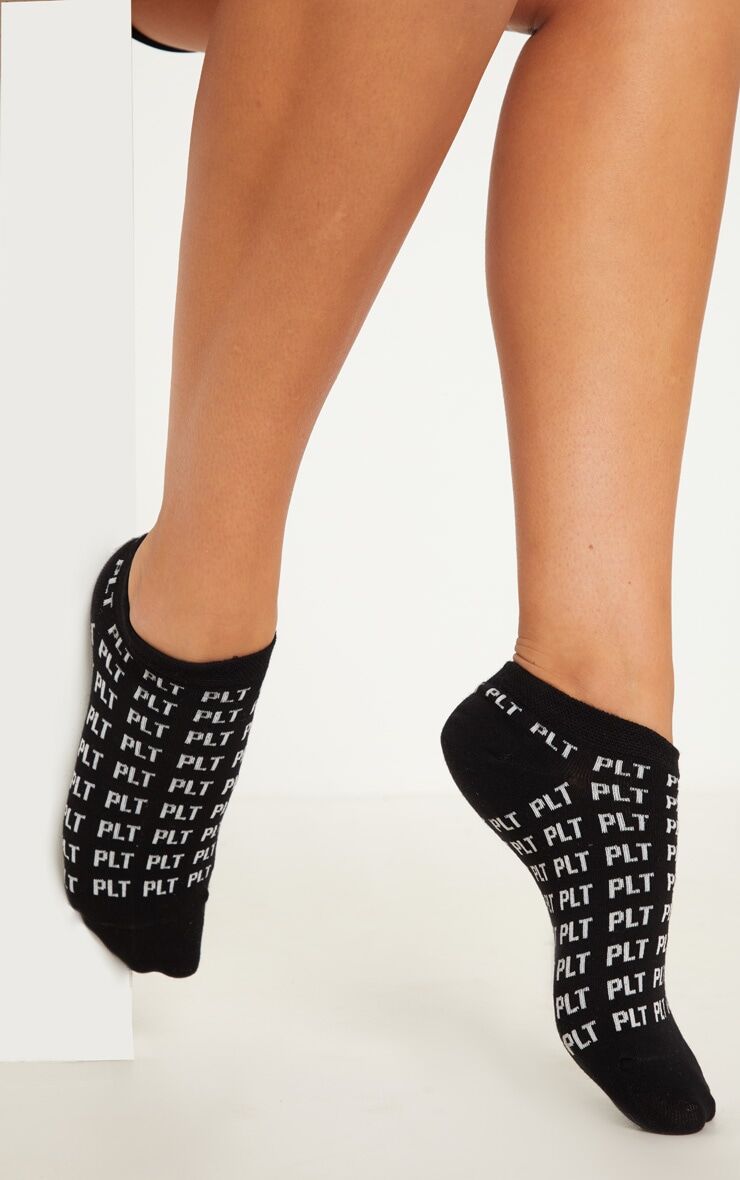 PRETTYLITTLETHING Black Mono Sneaker Socks  - Black - Size: One Size