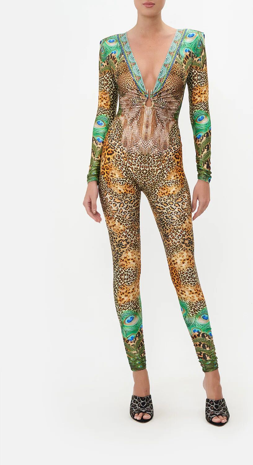 Camilla eBoutique Plunge Front Catsuit with Ring Surrealist Xanadu, M/L  - Size: M/L