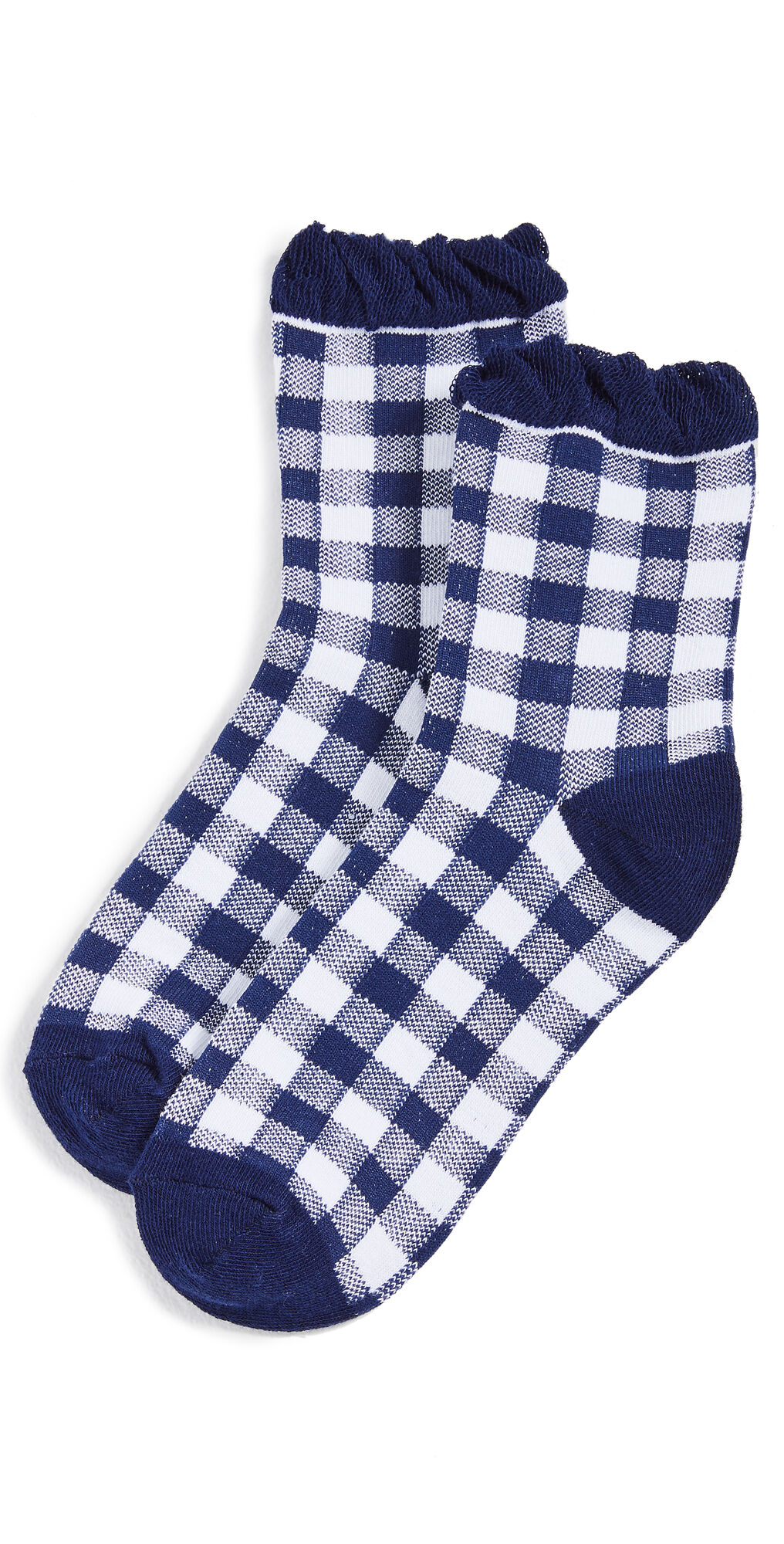 Plush Blue Gingham Socks Navy One Size  Navy  size:One Size