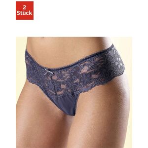 Nuance String, (2 St.), Dessous mit breitem Spitzenband 2 x blaugrau  36/38