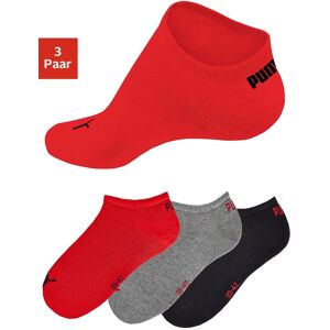 Puma Sneakersocken, (3 Paar), in klassischer Form 1 x rot, 1 x grau-meliert, 1 x schwarz  35-38