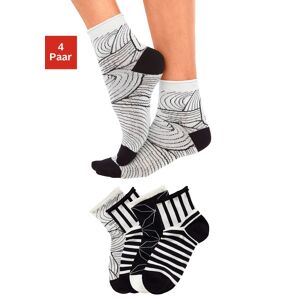 H.I.S Kurzsocken, (4 Paar), in unterschiedlichen Designs schwarz-weiss-gemustert  35-38