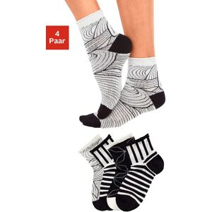 H.I.S Kurzsocken, (Packung, 4 Paar), in unterschiedlichen Designs schwarz-weiss-gemustert  35-38