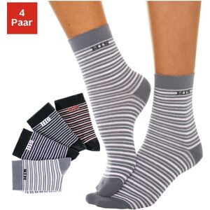 H.I.S Basicsocken, (Set, 4 Paar), mit eingestricktem Markenlogo grau-schwarz, dunkelgrau-schwarz, hellgrau, rot-schwarz  35-38