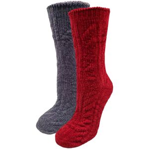 Capelli New York Kuschelsocken, (Set, 2 Paar), Mit Zopfmuster blau-dunkelrot  39-42