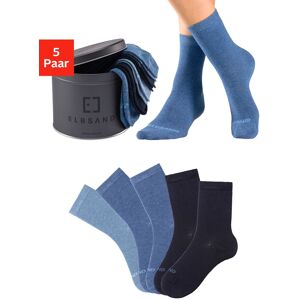 Elbsand Socken, (Dose, 5 Paar), verpackt in praktischer Metalldose 2 x marine, 2 x jeans meliert, 1 x hell jeans meliert  39-42