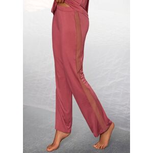 LASCANA Pyjamahose, mit Seitenstreifen aus transparenter Spitze rosenholz Größe 32/34