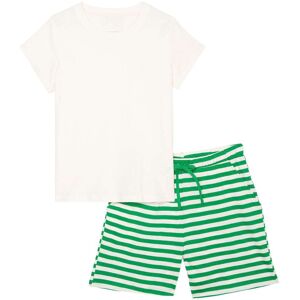 Marc O' Polo Pyjama, (Set, 2 tlg.), Lounge-Set aus reiner Baumwolle white cotton-vivid green stripe Größe L (40)