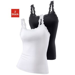 LASCANA Unterhemd, (Packung, 2 St., 2er-Pack), aus elastischer Baumwolle mit... weiss, schwarz Größe 40/42
