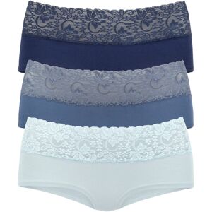 Vivance Panty, (Packung, 3 St.), aus elastischer Baumwolle mit floraler Spitze eisblau, rauchblau, navy Größe 32/34