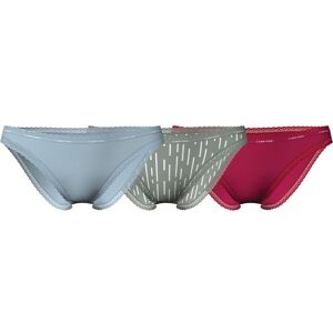 Calvin Klein Underwear Bikinislip, (Packung, 3 St., 3er-Pack), mit Spitze an... blaugrau, grau-weiss-gestreift, beere Größe S (36)