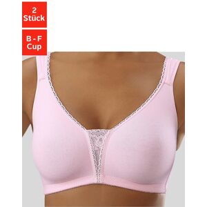 petite fleur Soft-BH, (Packung, 2 Stück), ohne Bügel mit Spitzen-Details rosa + weiss Größe 100