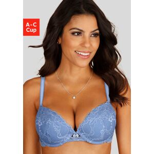 LASCANA Push-up-BH, aus floraler Spitze, Dessous hellblau Größe 80