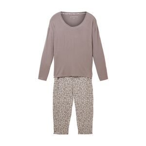 TOM TAILOR Damen Pyjama mit Leo-Print, grau, Animalprint, Gr. XL/42