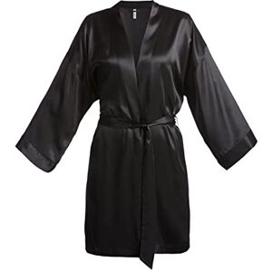 Palmers Damen Morgenmantel aus Seide Silky Nights Kimono, Schwarz (Schwarz 900), 44 (Herstellergröße: L (44-46))