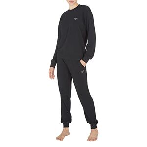 Giorgio Armani Underwear Women's Stretch Terry Loungewear Sweater+Pants with Cuffs, Black, S