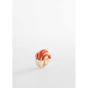 Mango Ring mit Volumen-Design - Korallrot - M - weiblich