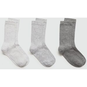 Mango 3er-Pack Baumwollsocken mit Rippmuster - Hellgrau meliert - U - weiblich