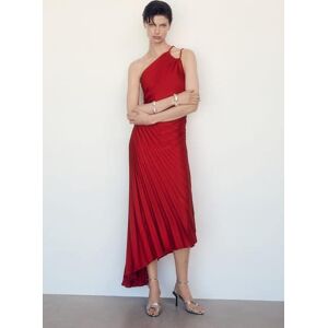 Mango Asymmetrisches Plisséekleid - Rot - XS - weiblich