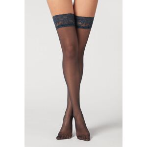 Calzedonia Transparente Stay Up Feinstrümpfe 20 Denier Frau Blau Größe L