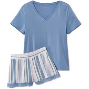 Tchibo - Shorty-Pyjama - Blau/Gestreift - Gr.: L Baumwolle  L 44/46 female