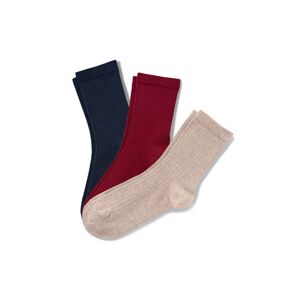 Tchibo - 3 Paar Ripp-Socken - Bordeaux/Meliert - Gr.: 39-42 Baumwolle 1x 39-42 female