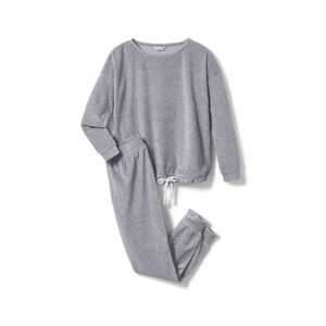Tchibo - Nicki-Pyjama - Weiss/Meliert - Gr.: S Polyester  S 36/38 female