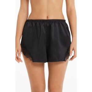 Tezenis Kurze Shorts aus Satin und Spitze Frau Schwarz Größe XL