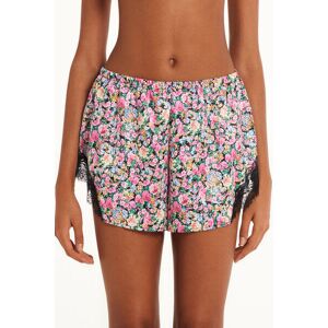 Tezenis Kurze Shorts aus bedrucktem Satin und Spitze Frau Multifarben Größe M