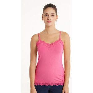 Tezenis Top mit schmalen Trägern und V-Ausschnitt aus Viskose und Spitze Frau Rosa Größe M