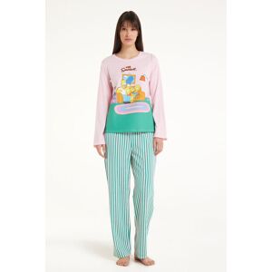 Tezenis Langer Pyjama mit „The Simpsons“-Print Frau Grün Größe L