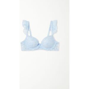 Tezenis Leicht wattierter Balconette-BH Wien Glitter Garden Lace Frau Hellblau Größe 75D