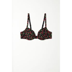 Tezenis Bedruckter Push-up-BH Athens Frau Schwarz Größe 85C