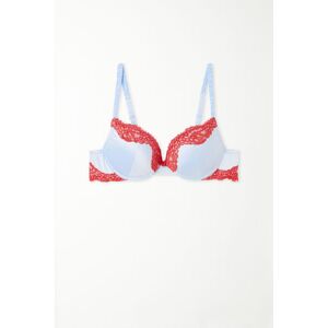 Tezenis Super-Push-up-BH Los Angeles Pastel Baby Satin Frau Blau Größe 70B