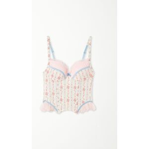 Tezenis Wattiertes Push-up-Bra-Top in Korsettoptik Dreaming Flowers Frau Blumen Größe 75B