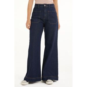 Tezenis Lange, gerade Jeans aus Délavé-Denim mit hohem Bund Frau Blau Größe S