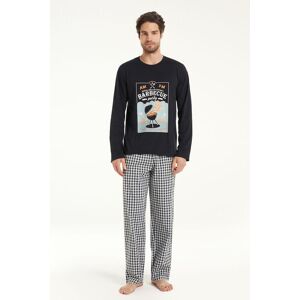Tezenis Langer Pyjama aus Baumwolle mit Barbecue-Print Mann Schwarz Größe L